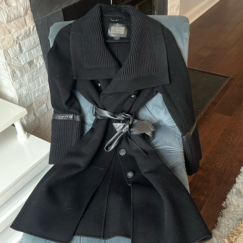 Mackage wool leather belted  coat